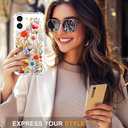 Compatible for iPhone 17 Cases with Design, Cute Transparent Designer Phone Case for Women Girls Girly with Heavy Duty Protective Bumper (Clear Anemone Flower Floral)