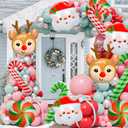 3 x Santa Claus Foil Party Balloons, Merry Christmas Balloons, Elk Christmas Ballons for New Year Eve Holiday Festival Birthday Party Decorations (Elk & Santa Claus)