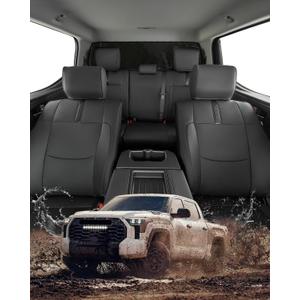 Full Set car seat Covers for Toyota Tundra 2022-2026,Faux Leather Waterproof Pickup seat Covers Custom fit for Toyota Tundra Accessories, for Truck seat Covers 2022 2023 2024 2025 2026 SR SR5
