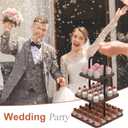 VyGrow Cupcake Stand, 3-Tier Dessert Stand for 32 Cupcakes, Wood & Metal Tower Display Premium Holder Dessert Tree Tower for Christmas Birthday Weddings Party Decor, Serving Tray, Wood Brown