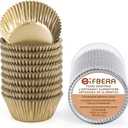 Gifbera Natural Metallic Foil Cupcake Liners - Standard Size Baking Cups Muffin Liners Paper for Celebration, 200-Count