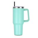 DOMICARE 40 oz Tumbler with Handle and Straw, Stainless Steel Tumbler with Lid and Straw, Reusable Vacuum Insulated Cup, Travel Coffee Mug, Mint Green, 1Pack