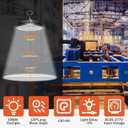 LED High Bay Light 150W 21000LM 5000K, LED Shop Lights for Garage Super Bright with 110-277V US Plug 5 Cable Waterproof UFO Commercial Warehouse Workshop Factory Area Lighting Fixture, 2 Pack