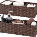 GRANNY SAYS Bathroom Baskets for Organizing, Wicker Baskets for Shelves, Toilet Storage Basket with Dividers, Small Basket for Organizing, Brown, 2-Pack