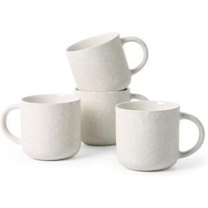 MONITO 12 OZ Coffee Mugs Set of 4, Modern Ceramic Coffee Mugs Set with handle for Tea/Latte/Cappuccino/Milk/Cocoa.White.