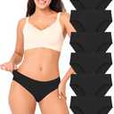 BAMBOO COOL Women's No Show Bikini Seamless Underwear for Women Low Waisted Non-marking Stretch Panties Full Coverage，6 Pack M