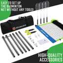 20ft Portable Outdoor Badminton Net Set for Driveway Backyard, Beach, Park with Durable Anti-Sag PE Net, Heavy Duty Steel Poles, 4 Badminton Rackets, 3 Shuttlecocks and 600D Carry Bag