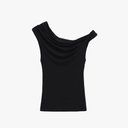 Women's Cropped Asymmetric Neck Tee - Euro Streetwear Essential Top Size L