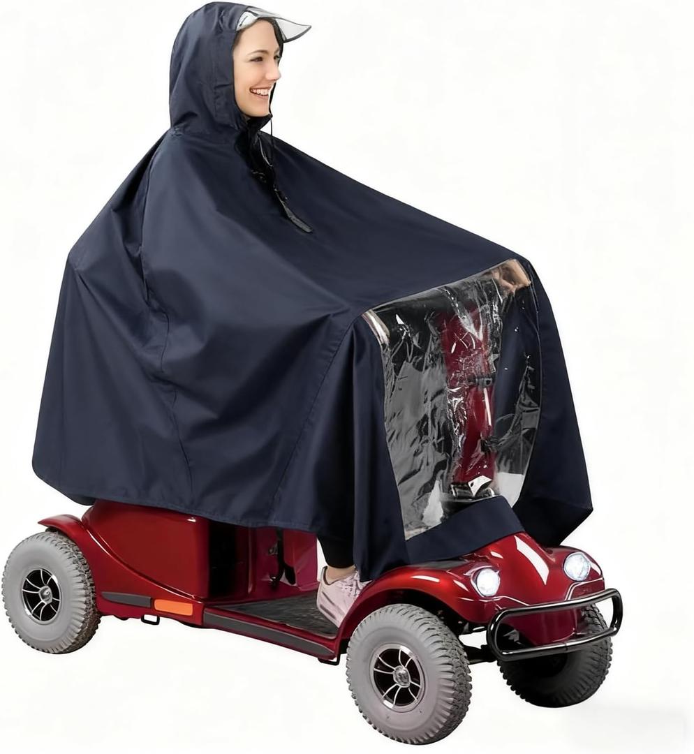 Mobility Scooter Rain Cover for Riding, Mobility Scooter Accessories, Electric Scooter Cover Waterproof Outdoor Poncho Accessories, Enclosed Mobility Scooters for You, Protect from Rain Snow and Sun (55 x 64)