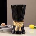Bow Vase, Black Flower Vase for Home Decor, Black Ceramic Vases for Boho Style, Bow Decor, 9.3 Inch Flower Vases for Bouquet, Ideal Shelf Decor/Table. (Large)