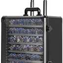 Miniatures Storage Case Miniatures Transport Case Aluminum Alloy Frame Display Case with Lock and Trolley (Large Size)