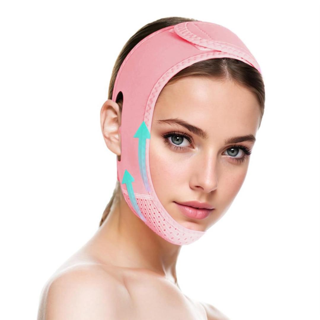 ROWMATE V Line Lifting Mask Chin strap for sleeping, V Line Lifting Mask for Women,Jaw ExerciserMedium,Pink