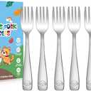 DRKIO Stainless Steel Toddler Forks Set - 6 Pieces Kids Forks Set Children Safe Food Grade Kids Silverware Small Forks Metal Toddler Utensils Dishwasher Safe Mirror Polished