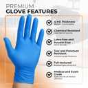 ASAP Blue Nitrile Gloves Disposable Latex Free - 4 Mil Powder Free, Food Safe, Kitchen & Medical - Cleaning & Tattoo Supplies
