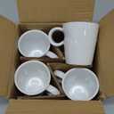 LE TAUCI 5 oz Espresso Mugs, Ceramic Small Stackable Coffee Cups, Designed for Double Shots of Espresso, Lungo and Tea, Perfect for Coffee Machine and Maker, Set of 4, White (5 Fluid Ounces)