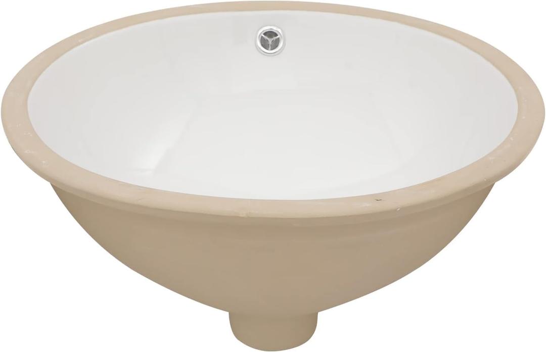 Sarlai Oval Vessel Undermount Bathroom Sink - 18x15 Inch, White Ceramic, Modern Art Basin, 16.25"x13.25"x5.5" with Overflow