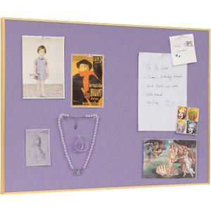 Fabric Bulletin Board 40x30 inches, Golden Aluminum Framed Wall Pin Board