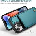 Vinich for iPhone 15 Wallet Case with Card Holder, RFID Blocking Credit Slots Kickstand Shockproof Phone Cover Fit for iPhone 15 6.1" Bluish Green