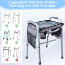 Walker Tray for Folding Walkers with Cup Holder & Side Pocket, Raised Edge & Non-Slip Surface Hard Walker Table for Seniors, Clip-On Tool Free Clip-On Tool Free Walker Accessory for Meals, Reading