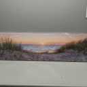 Sunset Beach Wall Art Bathroom Decor Coastal Blue Sea Picture Ocean Seascape Seaside Scene Canvas Prints Modern Seashore Grass Sand Dunes Painting Nature Artwork Bedroom Living Room Decorations 14x48"