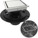 WEBANG 4 Inch Square Shower Drain Brushed Floor Drain with Flange Reversible 2-in-1 Cover Tile Insert Grate Removable SUS304 Stainless Steel CUPC Certified Brushed