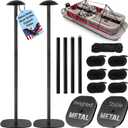 Boat Cover Support Poles 2 Pack, Adjustable Pontoon Boat Cover Support System with 3.3 lb Weighted Metal Base, EVA Pad, 6 Straps & Rope for Pontoon, Jon and Fishing Boats