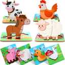 Zomiboo Wooden Puzzles for Toddlers 1-3 Farm Wooden Animal Puzzles for Toddlers 2-4 Boys Girls Kids 8 Pcs Farm Wood Chunky Animals Puzzle Educational Learning Montessori Toy Age 1-3 2-4 Back to School, 5.9 x 5.9 inches