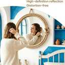 20 Inch Round Hanging Mirror Nautical Rope Wall Decor for Living Room, Bedroom, Entryway & Bathroom Coastal Rustic Farmhouse Decorative Wall Mirror, Beach Style Home Accent