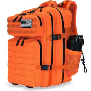 Military Tactical Backpack 45L/25L 3 Day Assault Pack Molle Daypack Hiking Backpack for Men and Women (Orange)
