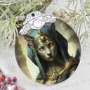 Christmas Decorations Ornaments, Stained Glass Ornament, Christmas Tree Ornaments, 2025 Gift Ornament, Xmas Gift for Friend Family Coworker - Egyptian Goddess Bastet