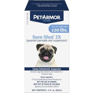 PetArmor Sure Shot Liquid De-Wormer for Dogs and Puppies, Liquid De-Wormer Treats Roundworms & Hookworms in Dogs and Puppies 2 Weeks and Older, For Dogs Under 120 lbs, 2 ounces