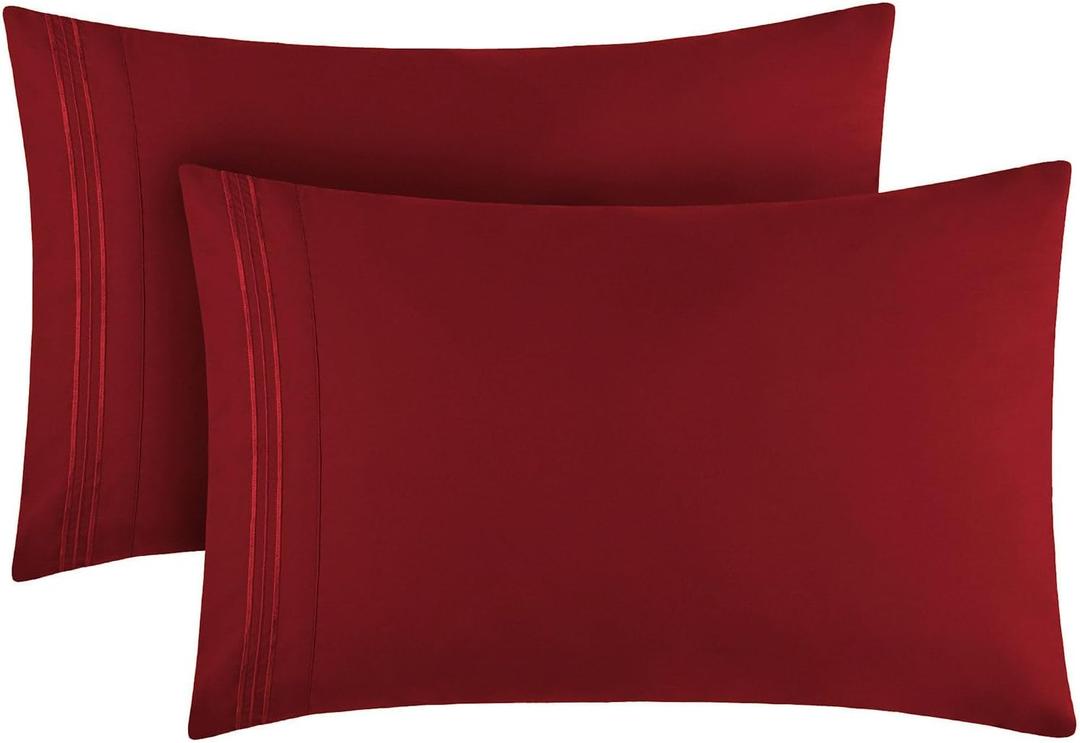 Mellanni Pillow Cases - Luxury, Extra Soft, Cooling Pillow Covers - 2 PC Iconic Collection Pillowcases - Envelope Closure (King 20" x 40", Brick Red)