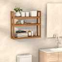Domax Bamboo Bathroom Shelf 3-Tier Wall Mount Storage Rack Multifunctional Adjustable Layer Free Standing Over Toilet Utility Shelves Living Room Kitchen (Walnut), 23.62 inches x 5.91 inches x 21.26 inches