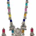 Ethnic Designer Traditional Indian Afghani Antique Silver Oxidized Matt Finish Long Necklace Earrings Jewelry Women