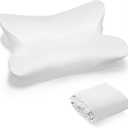 Hahafelt Cooling Cervical Neck Pillowcase for Pain Relief (Only Pillow Case) Ergonomic Pillowcase with Zipper Breathable Contour Cool Memory Foam Pillow Cover for Side Back Stomach Sleepers(White)