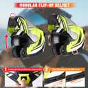 LEM Modular Motorcycle Helmets Fiberglass, Full Face Motorcycle Helmet Flip Up for Touring, DOT Certified, Release Sun Visor & Removable Comfort Liner, Lightweight Street Bike Helmet (Yellow, L)