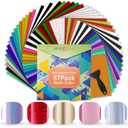 HTVRONT Permanent Vinyl - 57 Pack 12" x 12" Permanent Adhensive Vinyl Bundle Compatible with Cricut Cutting Machine, 52 Adhensive Sheets and 5 Transfer Tape Sets for Party Decoration, Stiker