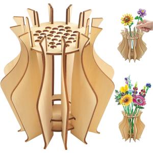 Wooden Vase for Lego Flowers, Vase Building Set for Roses, Wooden Puzzle Flower Vase for Lego Flower Bouquet Building Set, Display Stand for Lego Flower, Gift for Flower Lovers, Adults and Women