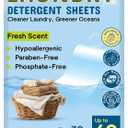 Eco-Friendly Laundry Detergent Sheets  60 Loads (30 Sheets) Fresh Scent  Concentrated, Quick-Dissolve, Travel-Friendly & Hypoallergenic  No Phosphate, Bleach or Dyes (30 Count (Pack of 1))