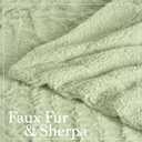 The Connecticut Home Co Throw Blanket for Couch, Soft Fluffy Room Decor, Cozy Warm Throws for Bed, Couches, Gifts for Women, Bedroom Cute Aesthetic Blankets Faux Fur and Sherpa, 65x50, Sage