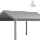 12x20 FT Heavy Duty Carport Replacement Canopy Cover, Durable Waterproof Garage Shelter Top, Car Tent for Outdoor Use, with Ball Bungees for Secure (Gray)