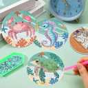 mrpwnle 8 Pack Diamond Art Coasters Kits - Ocean Diamond Painting Coasters Kit Set with Holder Cork Pads, DIY Non Slip Coaster Craft Kits for Adults Beginners Ideal Gifts