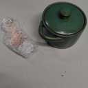 Honeydak Speckled Ceramic Salt Cellar with Lid and Wooden Spoon, Rustic Farmhouse Salt Pepper Cellar Holder for Valentines Day,Housewarming Gift, Heavyweight Spices Jar(Green,1 Set)