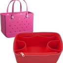 Lckaey Rubber Beach Bag Organizer Compatible with Bo Bag Tote,Divider Pouch for Bo Bags Accessories Felt Insert3018red-M