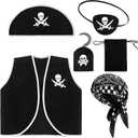Bencailor 6 Pcs Kids Pirate Costume Accessories Set for Kids Pirate Role Play for Boys Toddlers Girls Halloween Party Cosplay Dress up