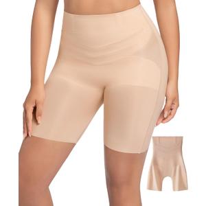 PRETTYWELL Shapewear Tummy Control Shorts for Women, Comfort High Waisted Body Shaper, Seamless no Rolling Thigh Slimmer (Beige, L)