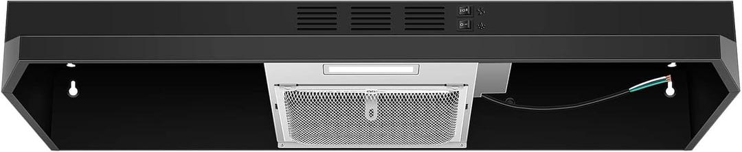 SNDOAS Black Range Hood 36 inch, Ductless Under Cabinet Range Hood Included Carbon Sponge Filter, Ducted Optional, Kitchen Hood 36 inch with 2 Vents, 2 Speeds, Hard Wired Stove Vent