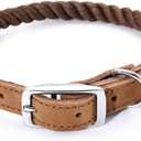 Mile High Life Rope Dog Collar | Durable Braided Cotton Rope Collars | Genuine Leather Collar w Metal Pin Buckle | Classic Puppy Collars for Dog (Dark Brown) (Small (Pack of 1), Dark Brown)