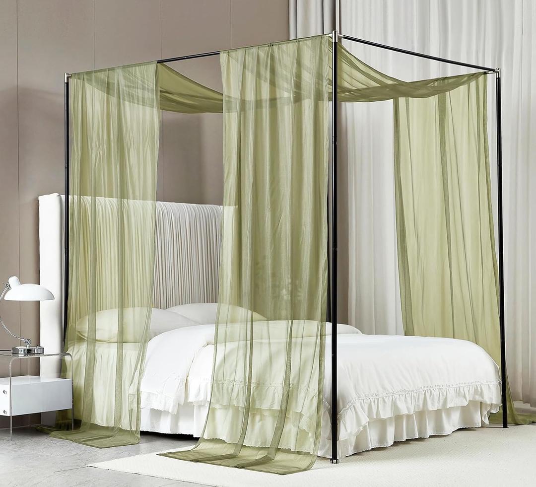Akiky Canopy Bed Curtains Queen Sheer Sage Green Bed Canopy Scarf Bed Canopy,Kids Bed Scarf-Curtains for Room Dcor or Wedding Party Dcor(2 Panel Canopy)