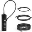 Versatile Cable Lock  4-Digit Combination Lock with 3 Interchangeable Steel Braided Ropes (9 / 23.6 / 47.2)  Ideal for Bikes, Scooters, Snowboards, Cabinets, and Gates (Black)